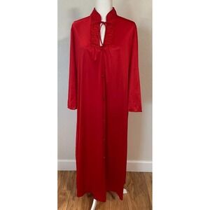 Vintage Montgomery Ward‎ Red Satin Nylon Nightgown Lingerie Womens Size M Medium